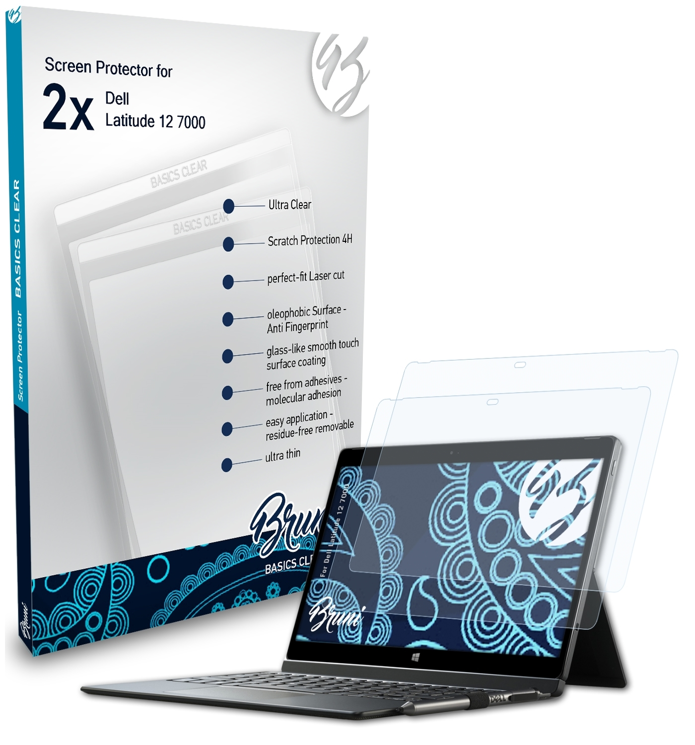 12 2x Schutzfolie(für 7000) BRUNI Dell Basics-Clear Latitude