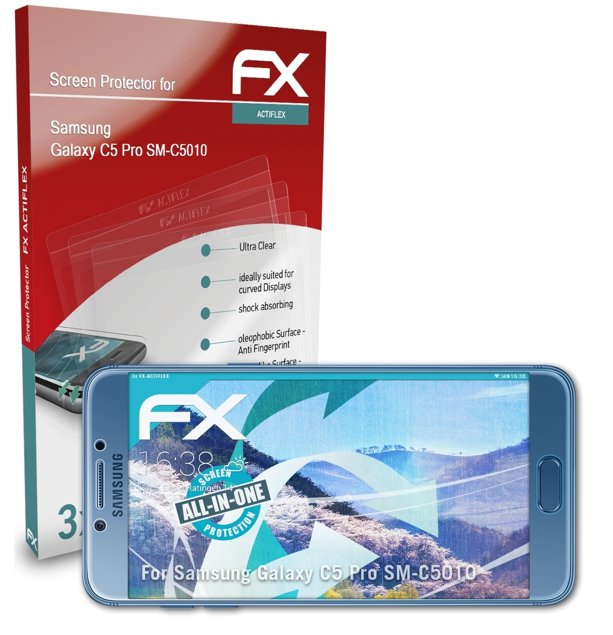 ATFOLIX 3x Samsung C5 Pro FX-ActiFleX Galaxy Displayschutz(für (SM-C5010))