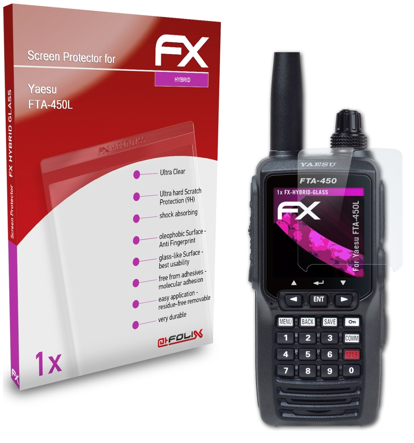 ATFOLIX FX-Hybrid-Glass Schutzglas(für Yaesu FTA-450L)