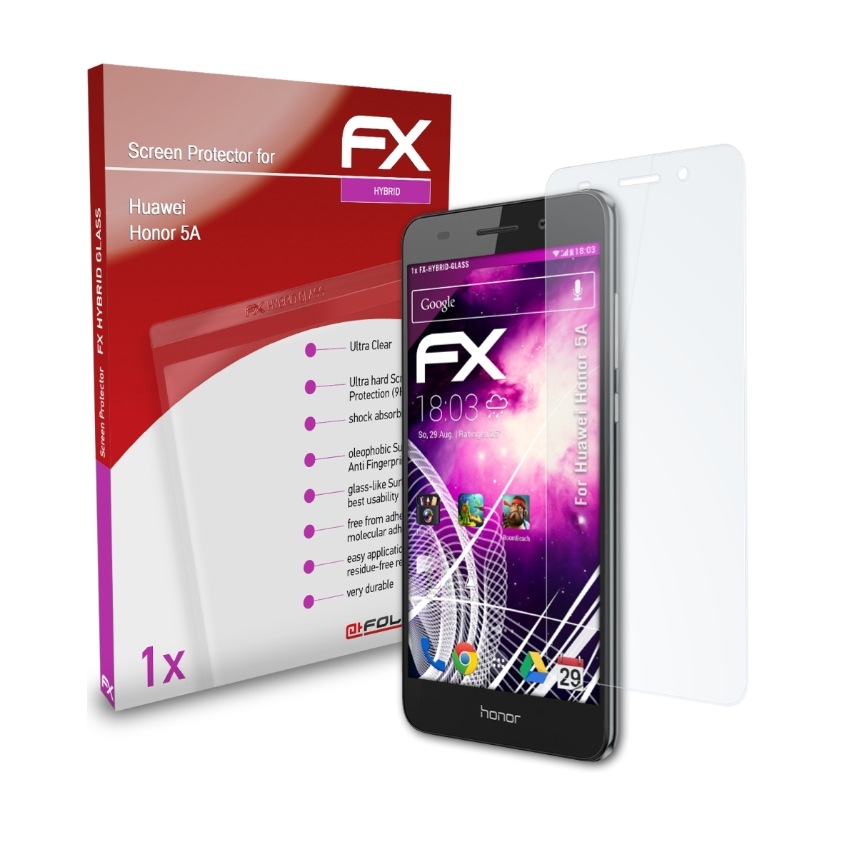 ATFOLIX FX-Hybrid-Glass Schutzglas(für Huawei Honor 5A)