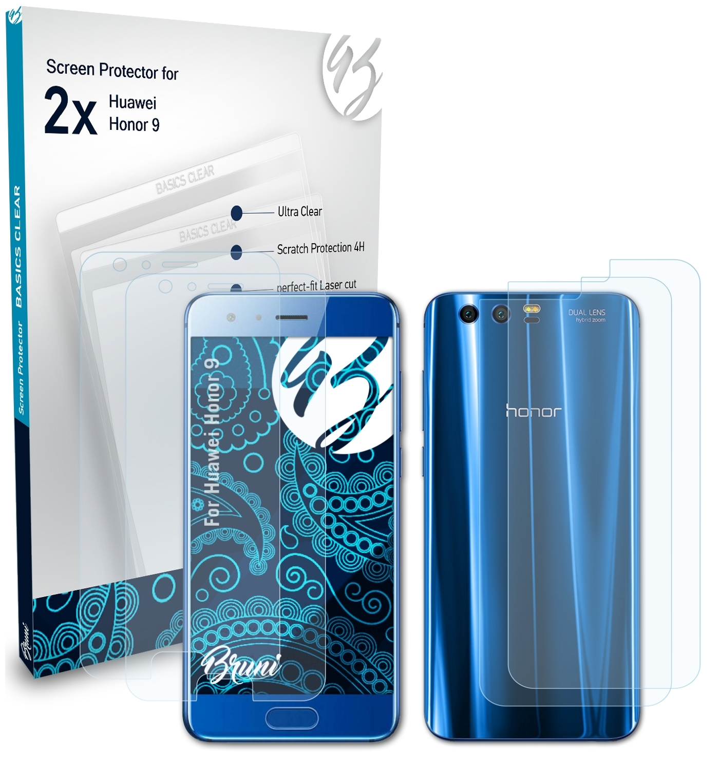 Schutzfolie(für Huawei 9) Basics-Clear 2x Honor BRUNI