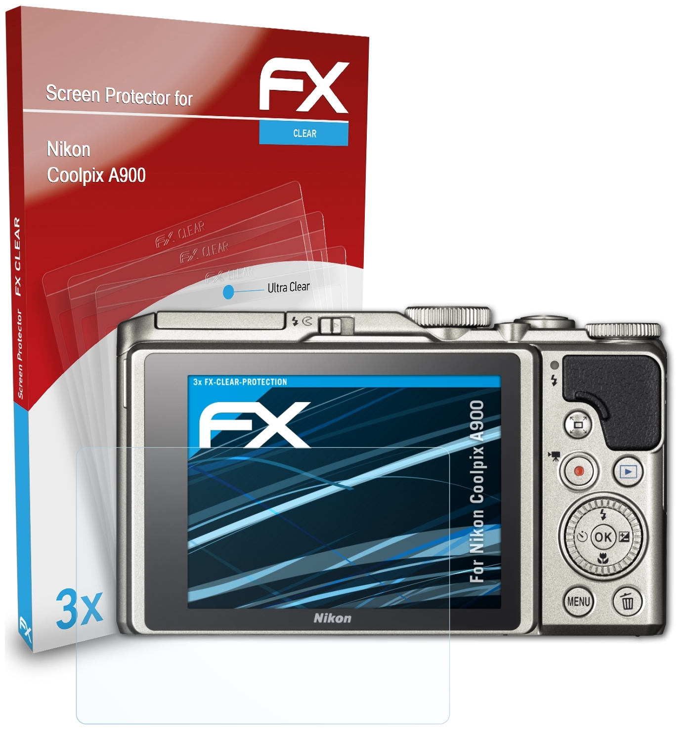 ATFOLIX 3x FX-Clear Displayschutz(für Nikon Coolpix A900)