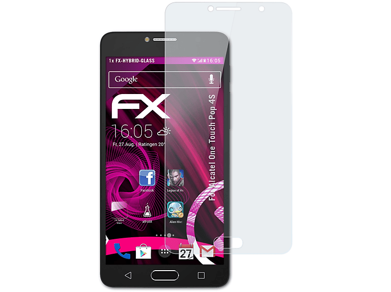 FX-Hybrid-Glass Pop One ATFOLIX 4S) Alcatel Touch Schutzglas(für