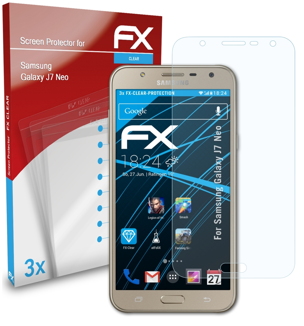 Galaxy Samsung FX-Clear 3x Displayschutz(für ATFOLIX Neo) J7