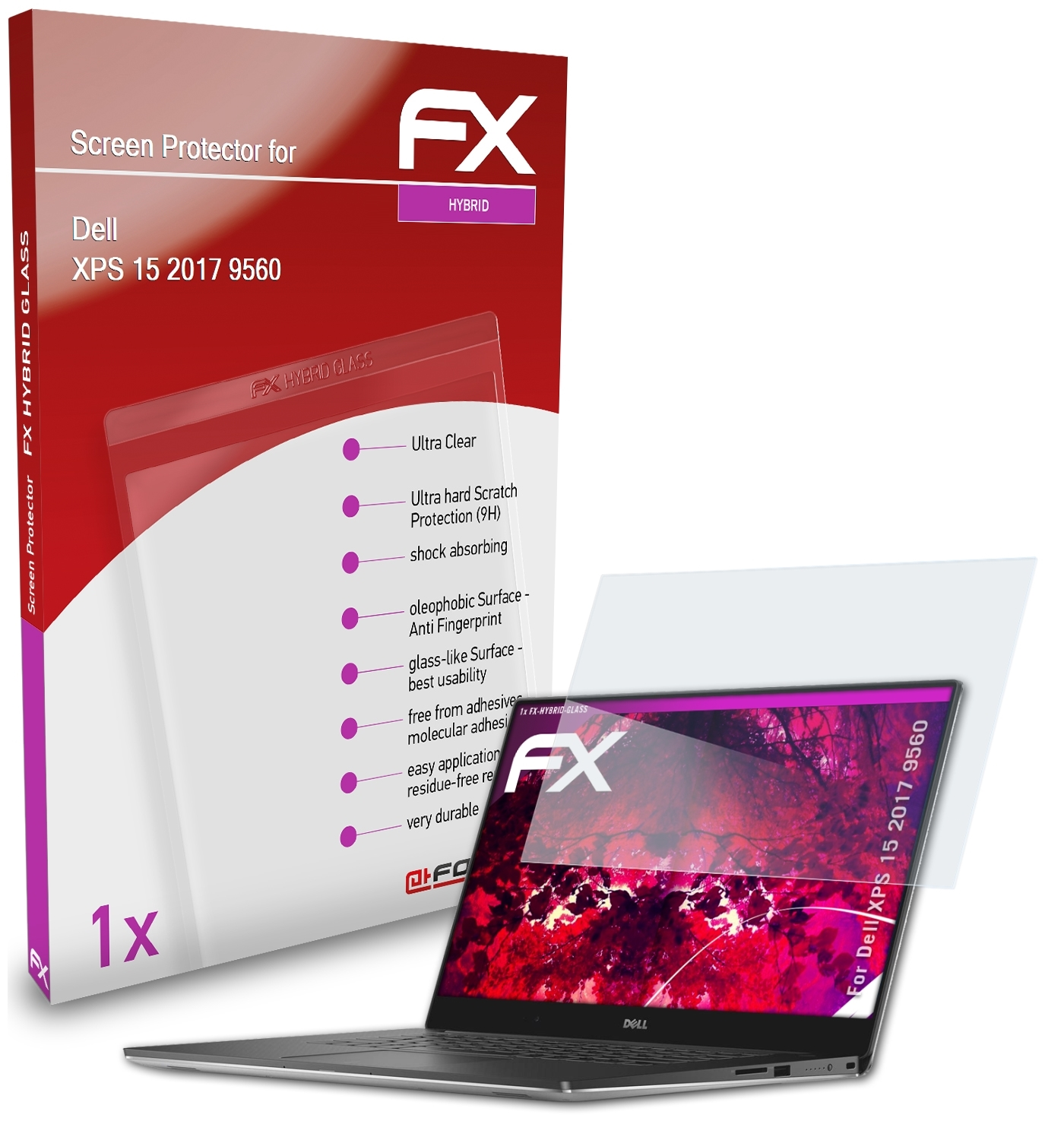 ATFOLIX FX-Hybrid-Glass Schutzglas(für Dell XPS 2017 15 (9560))