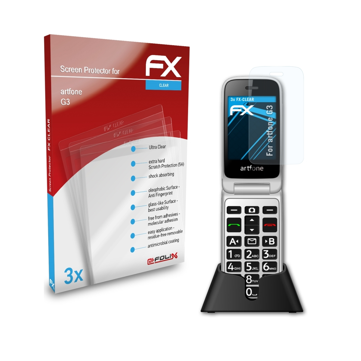 ATFOLIX 3x FX-Clear G3) Displayschutz(für artfone