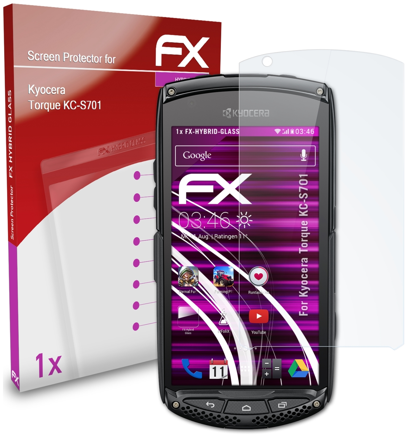 ATFOLIX FX-Hybrid-Glass Schutzglas(für Kyocera Torque KC-S701)