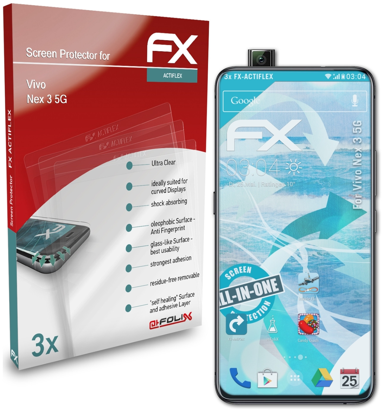 ATFOLIX 3x FX-ActiFleX Displayschutz(für Vivo Nex 5G) 3