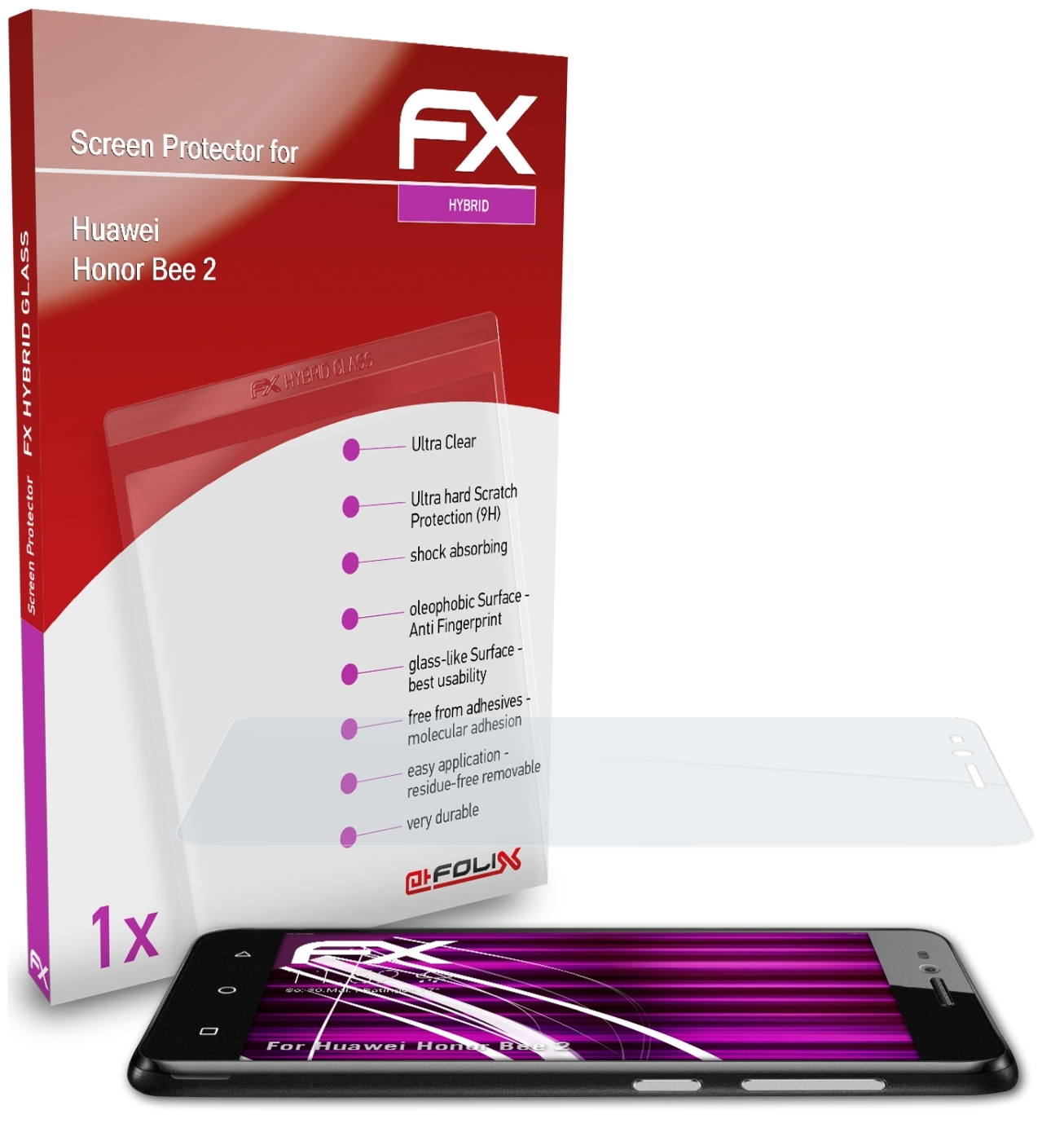 ATFOLIX FX-Hybrid-Glass Schutzglas(für Huawei Honor 2) Bee