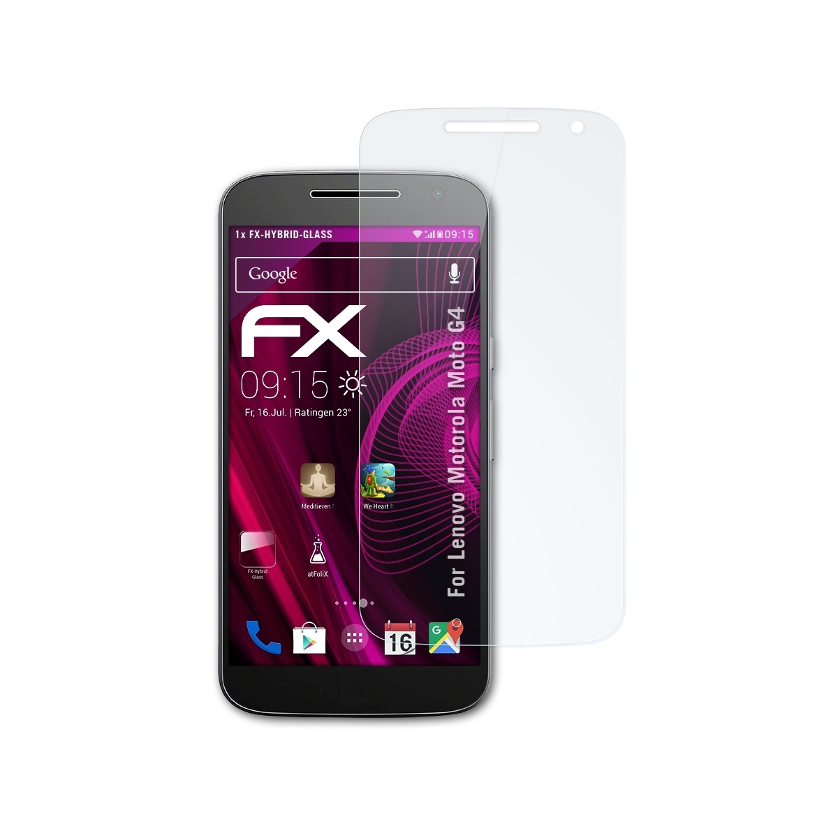 ATFOLIX FX-Hybrid-Glass Schutzglas(für Lenovo Motorola G4) Moto