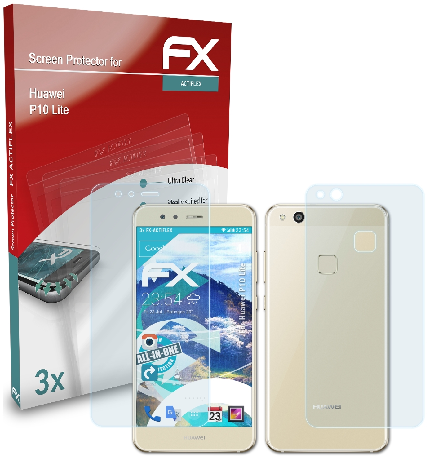 ATFOLIX 3x FX-ActiFleX Lite) Huawei Displayschutz(für P10