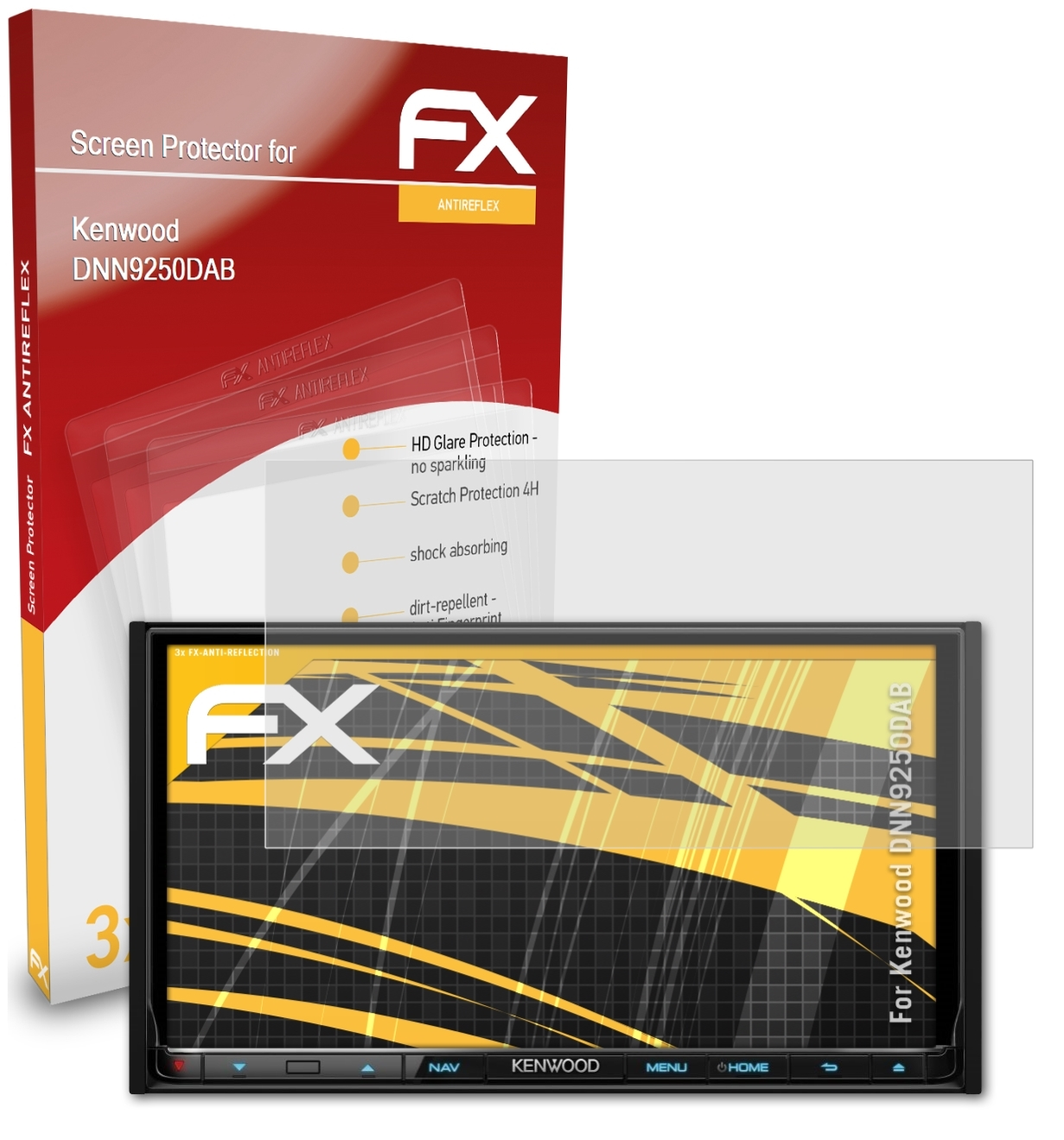 ATFOLIX 3x Kenwood DNN9250DAB) Displayschutz(für FX-Antireflex