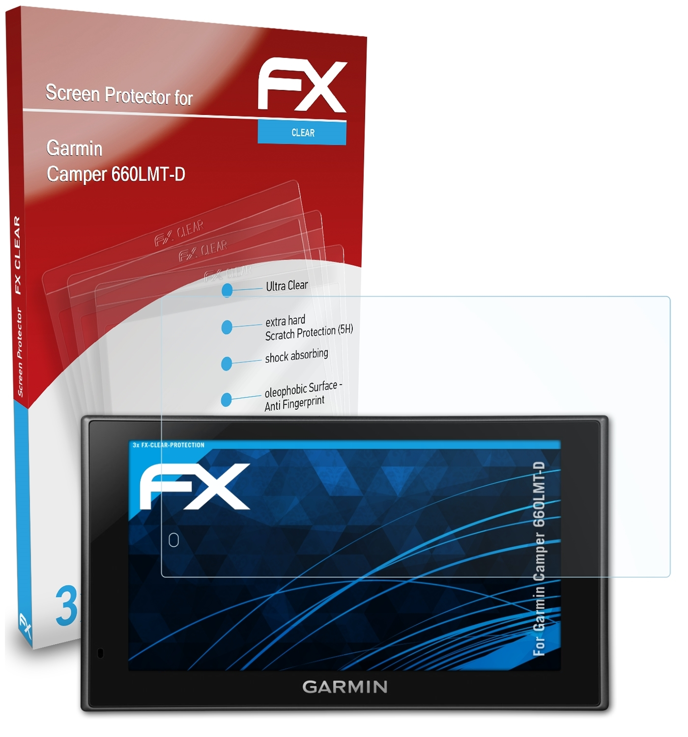 ATFOLIX 3x FX-Clear Displayschutz(für Garmin 660LMT-D) Camper