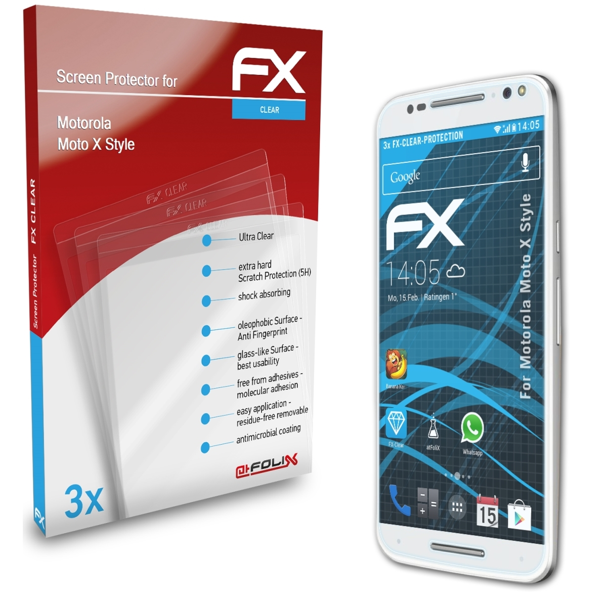 ATFOLIX Motorola Moto 3x FX-Clear X Style) Displayschutz(für