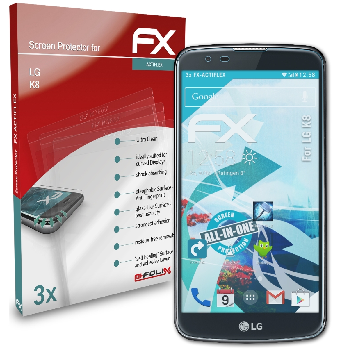 ATFOLIX 3x FX-ActiFleX Displayschutz(für K8) LG
