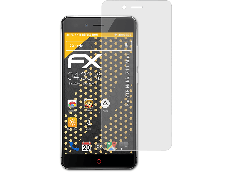 FX-Antireflex 3x ATFOLIX Displayschutz(für Mini) Z11 ZTE Nubia