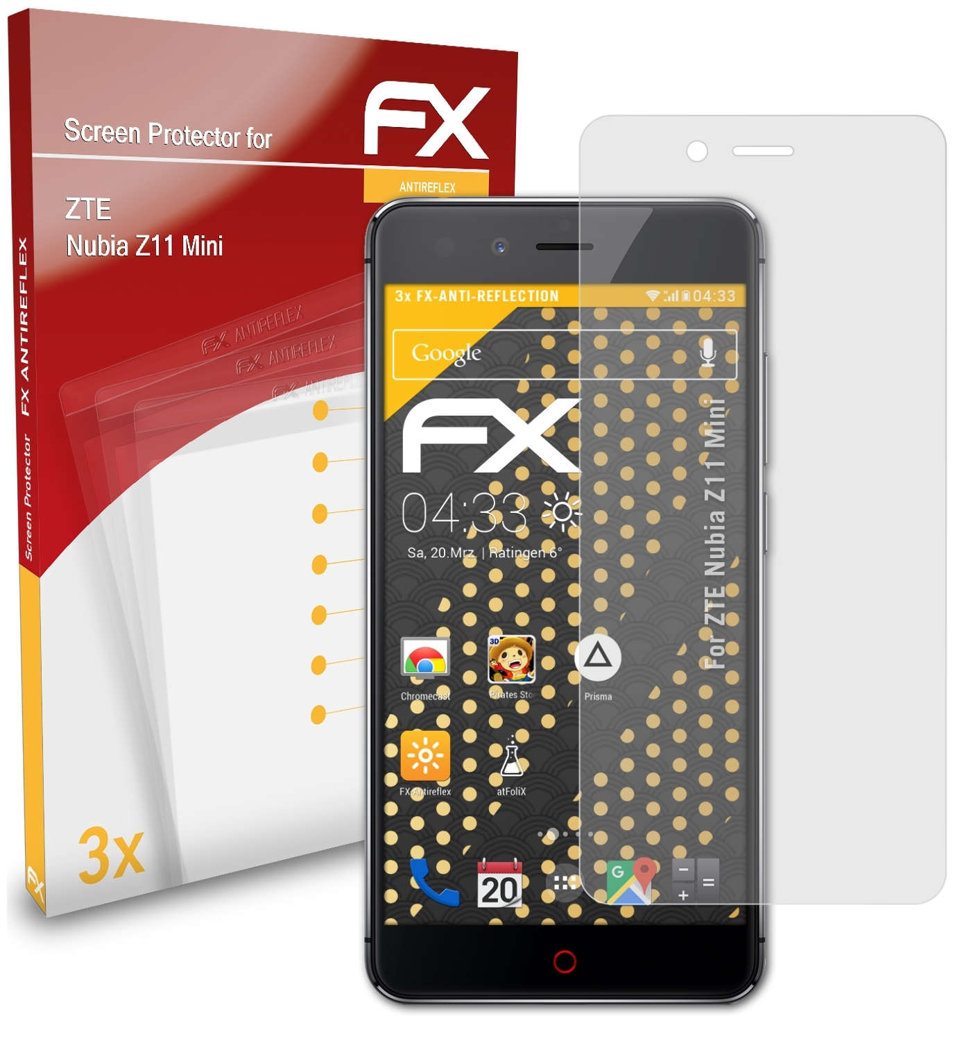 FX-Antireflex 3x ATFOLIX Displayschutz(für Mini) Z11 ZTE Nubia