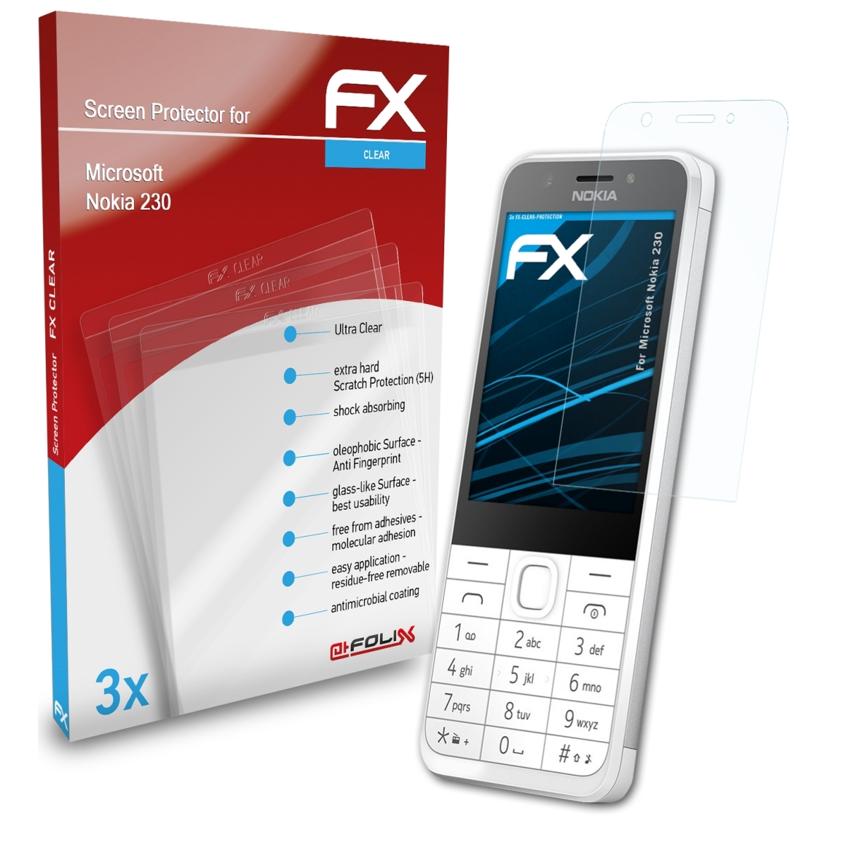 FX-Clear Displayschutz(für Microsoft Nokia 3x ATFOLIX 230)