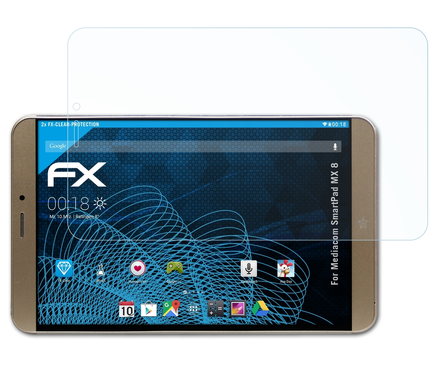 ATFOLIX 2x Mediacom FX-Clear SmartPad 8) MX Displayschutz(für