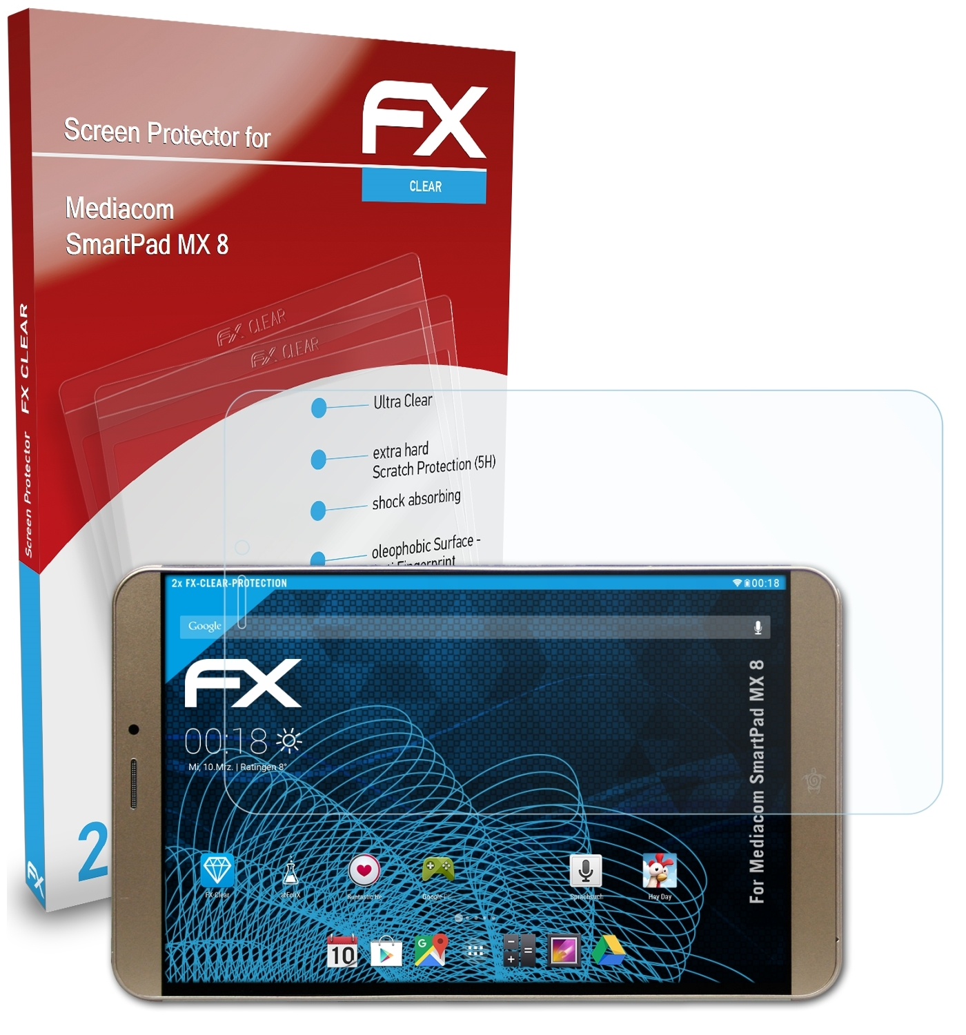 Displayschutz(für 2x 8) FX-Clear Mediacom ATFOLIX SmartPad MX