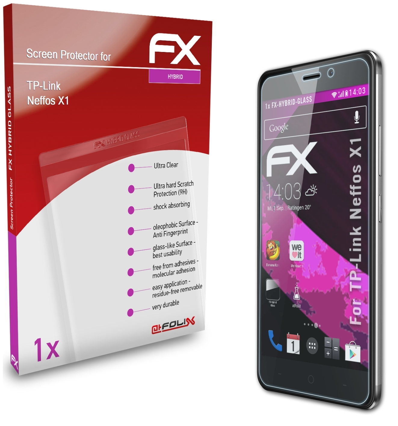 ATFOLIX FX-Hybrid-Glass Schutzglas(für TP-Link X1) Neffos