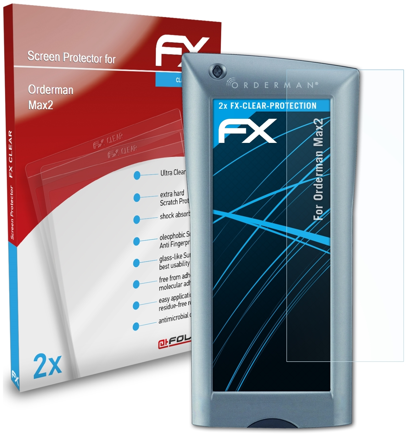 ATFOLIX 2x FX-Clear Displayschutz(für Orderman Max2)
