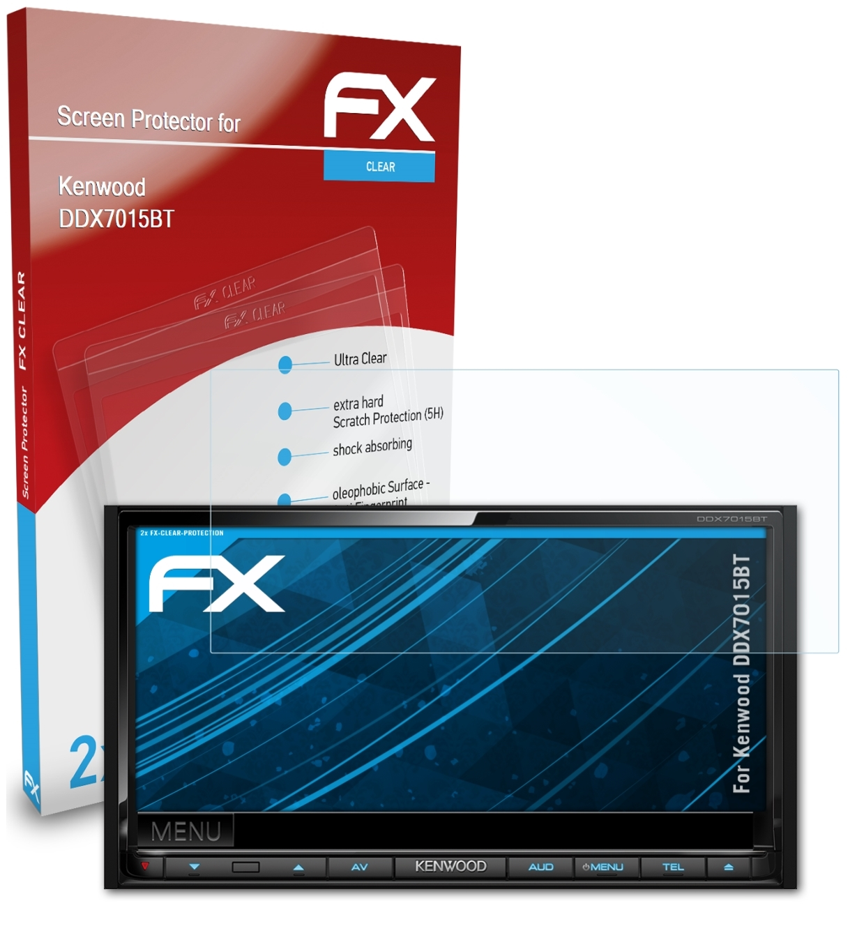 ATFOLIX FX-Clear Displayschutz(für DDX7015BT) Kenwood 2x