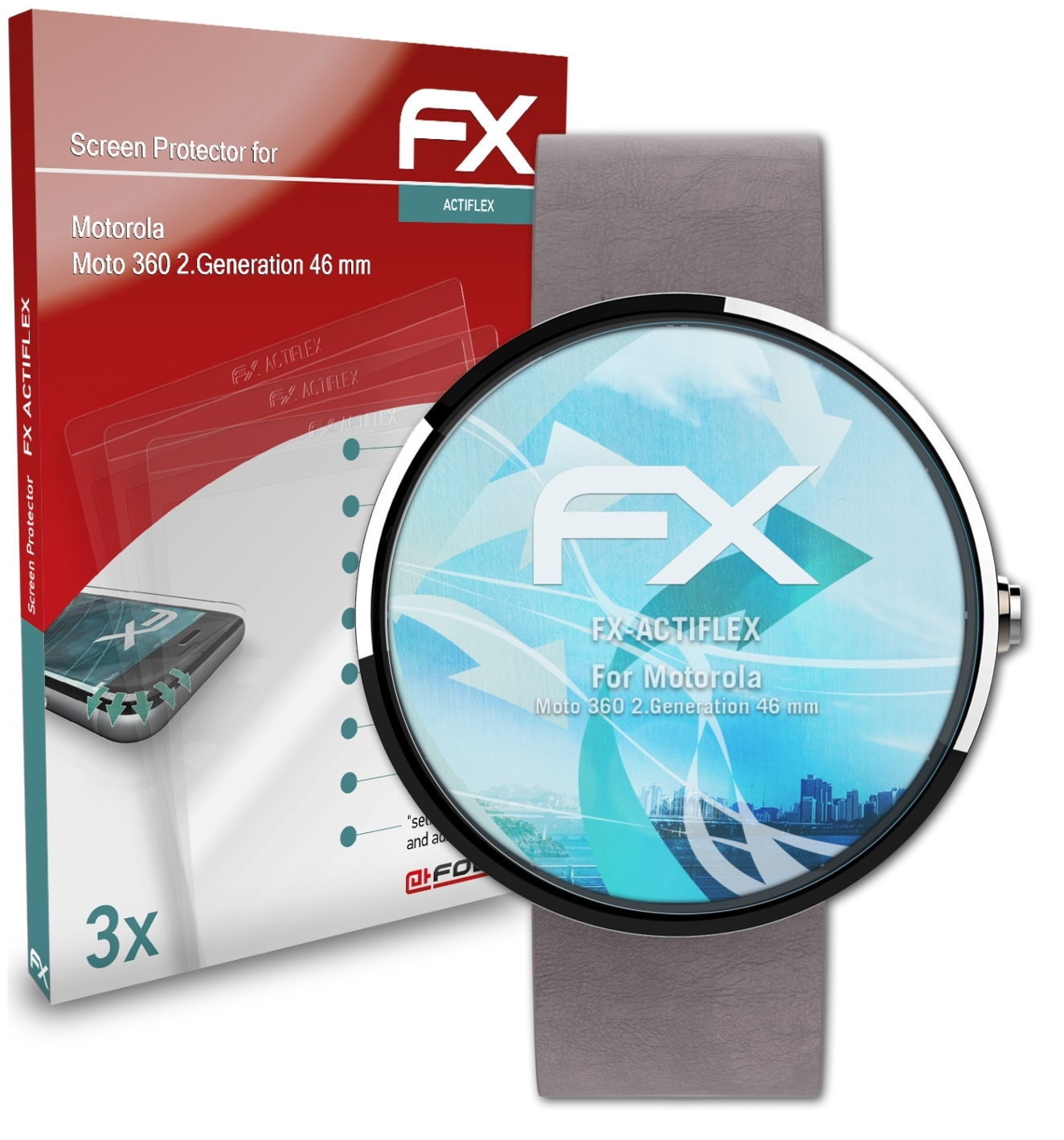 ATFOLIX 3x FX-ActiFleX Displayschutz(für (46 Moto mm)) 360 Motorola 2.Generation