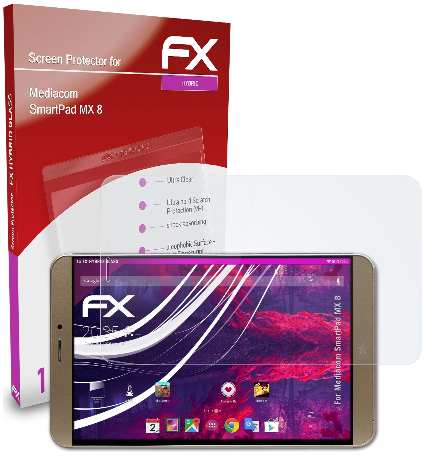 Mediacom MX SmartPad 8) ATFOLIX FX-Hybrid-Glass Schutzglas(für