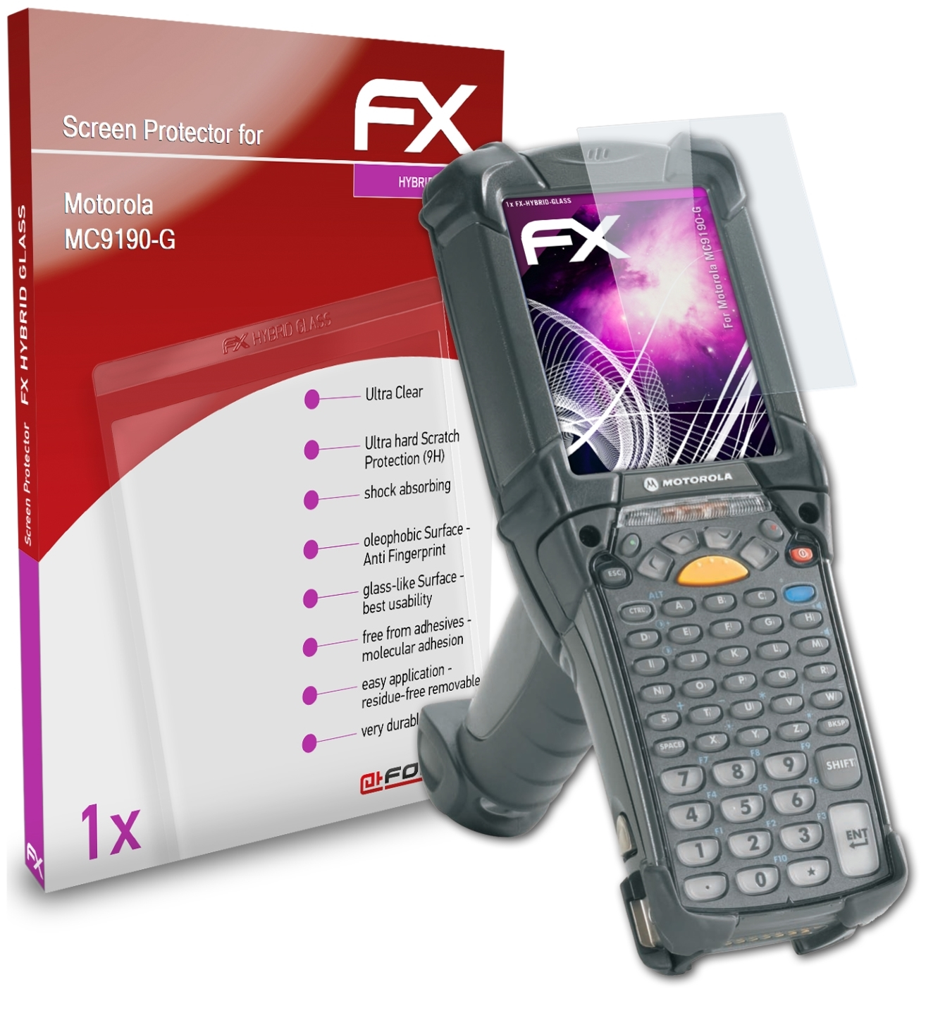 ATFOLIX FX-Hybrid-Glass Schutzglas(für Motorola MC9190-G)