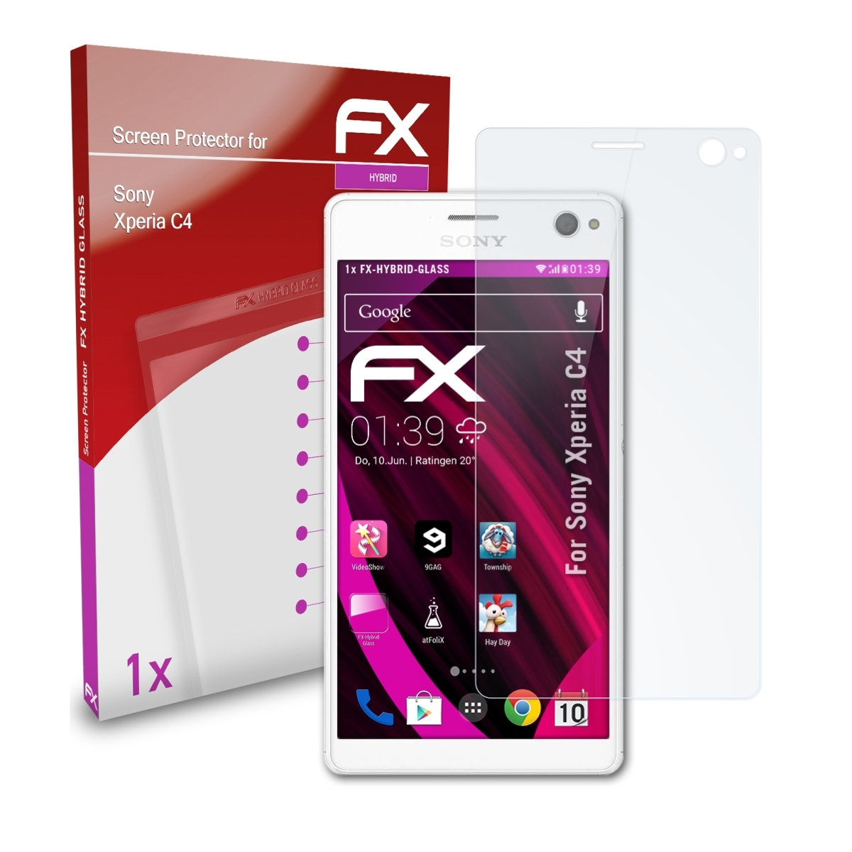 ATFOLIX FX-Hybrid-Glass Schutzglas(für Sony C4) Xperia