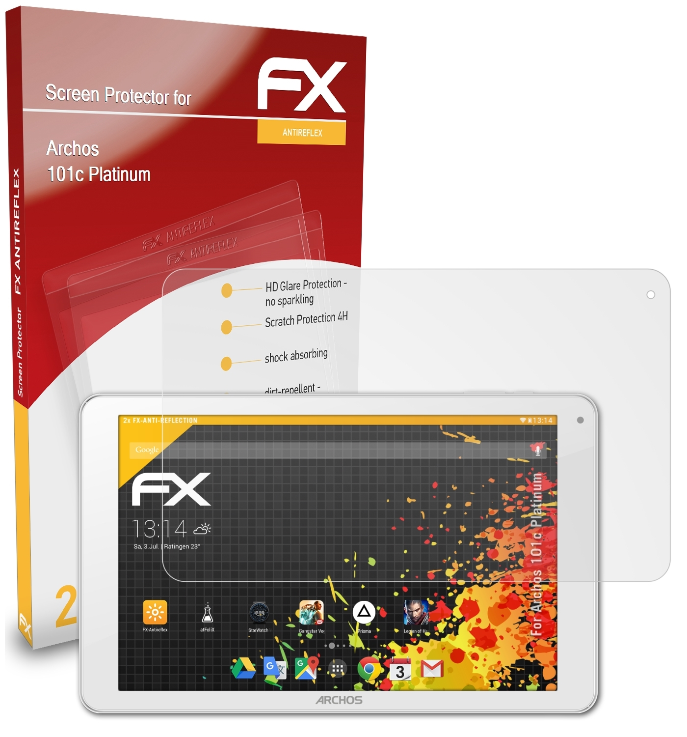 Displayschutz(für Platinum) FX-Antireflex ATFOLIX 101c 2x Archos