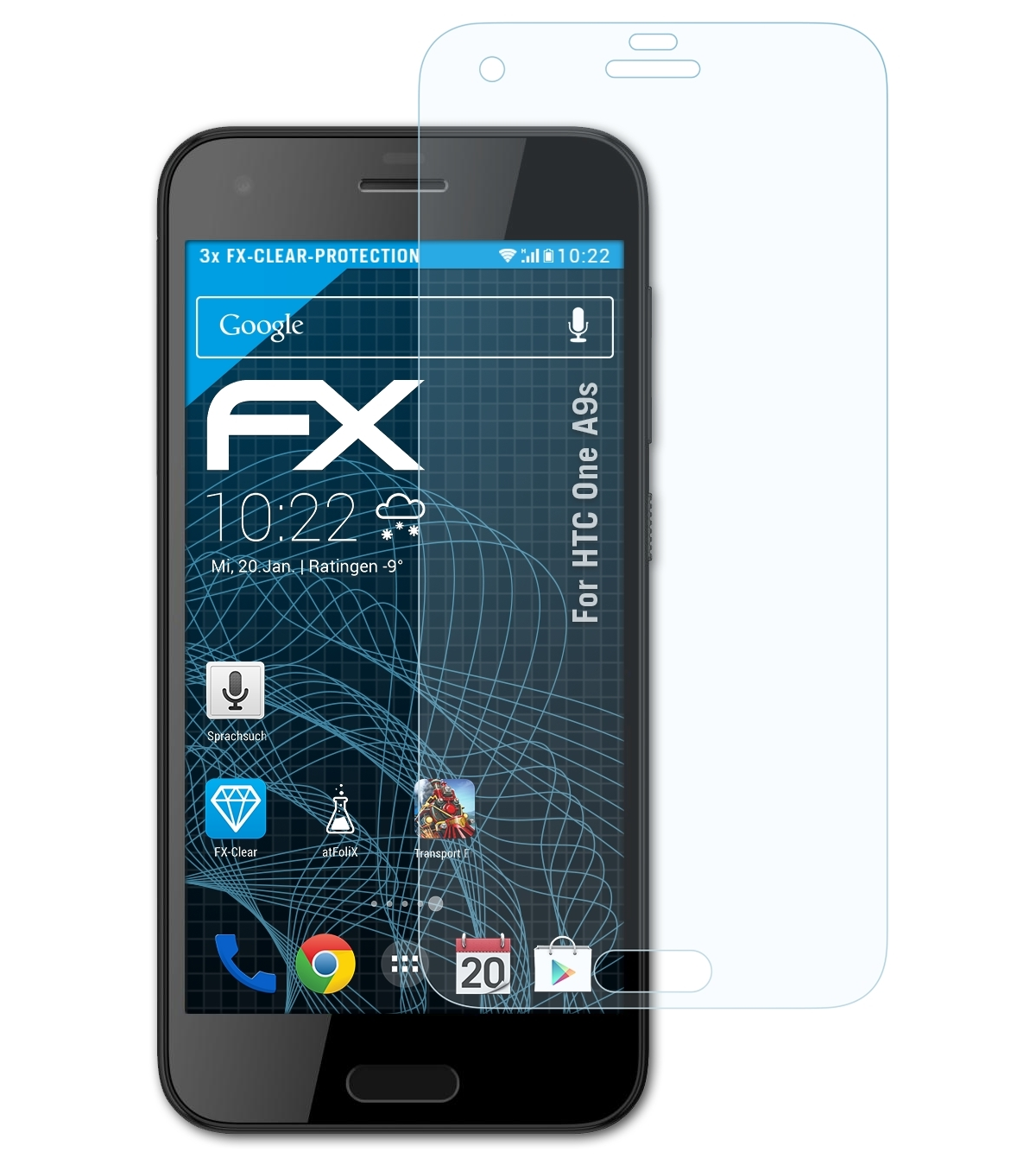 3x ATFOLIX Displayschutz(für FX-Clear One HTC A9s)