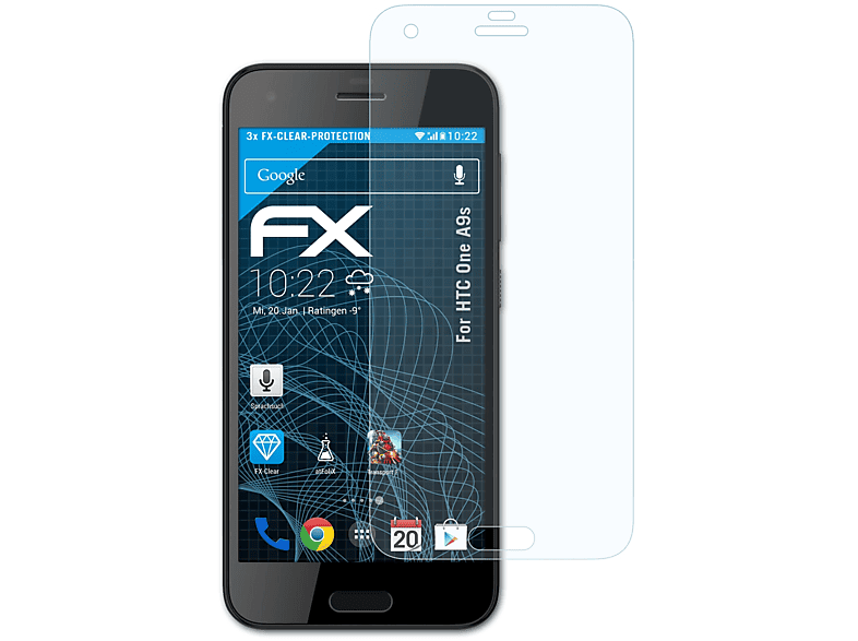One Displayschutz(für 3x ATFOLIX HTC FX-Clear A9s)