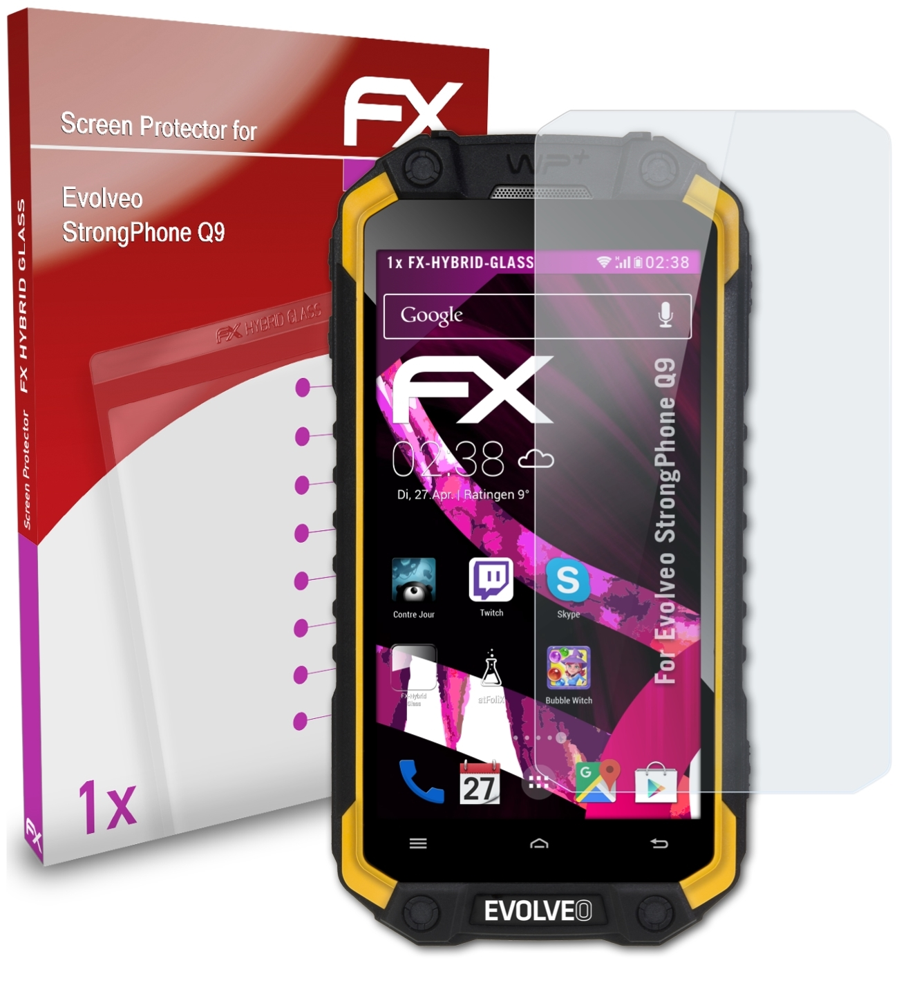 ATFOLIX FX-Hybrid-Glass Schutzglas(für Evolveo StrongPhone Q9)