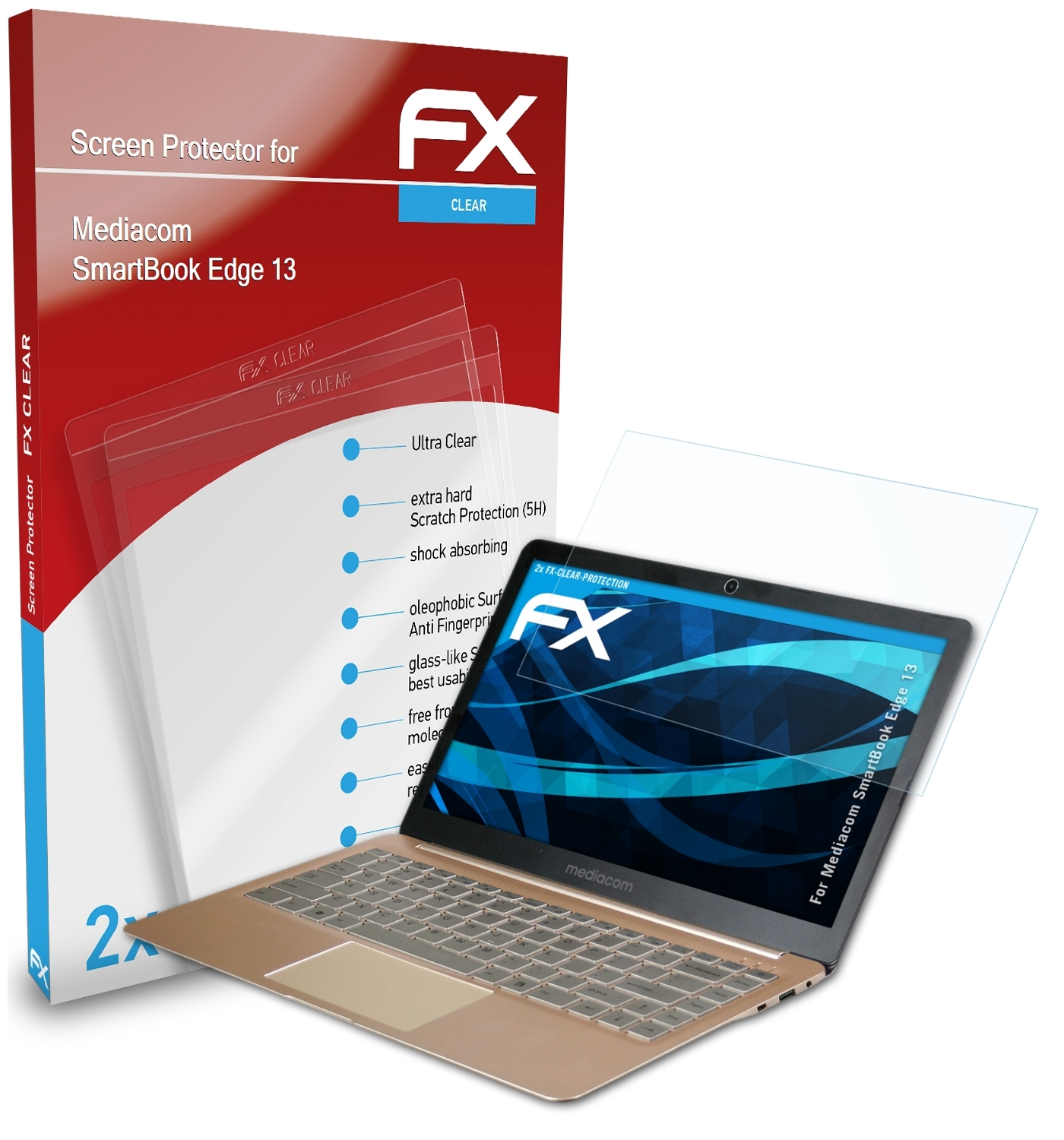 ATFOLIX FX-Clear Displayschutz(für SmartBook 13) Edge Mediacom 2x
