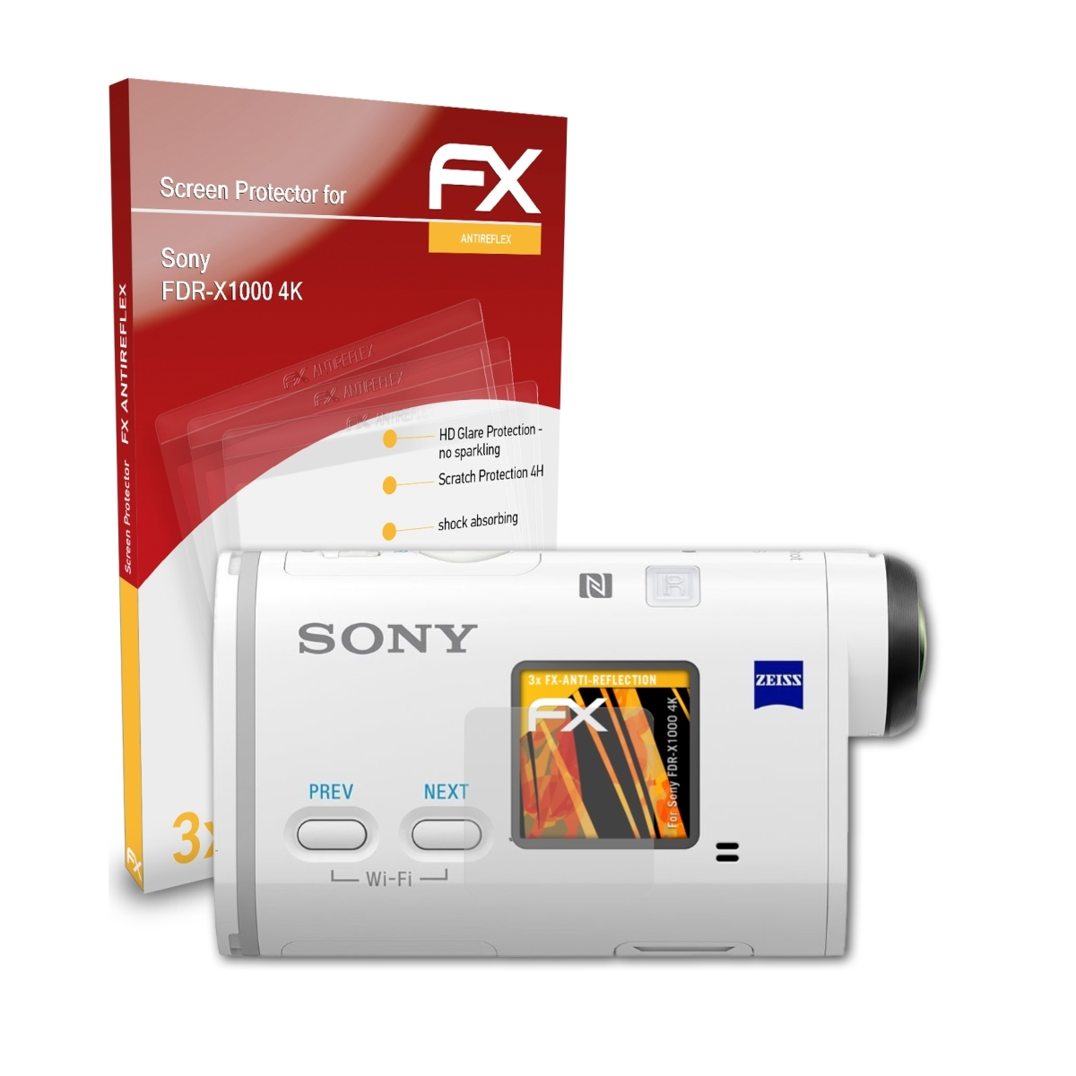 Sony FX-Antireflex 3x FDR-X1000 Displayschutz(für ATFOLIX 4K)