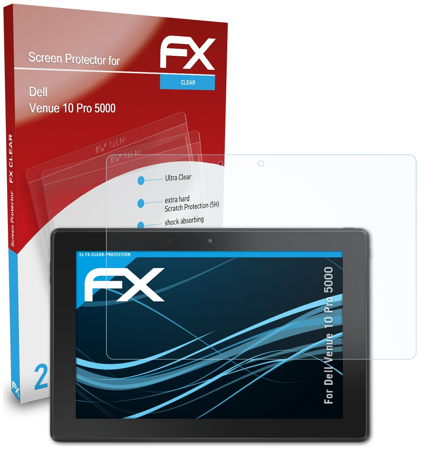 5000) 2x FX-Clear Pro Displayschutz(für 10 Dell Venue ATFOLIX