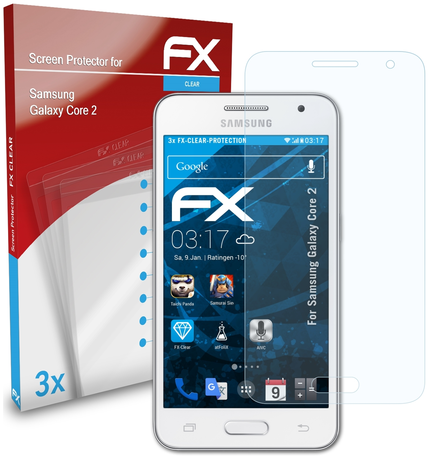 3x Displayschutz(für Samsung Galaxy 2) FX-Clear ATFOLIX Core