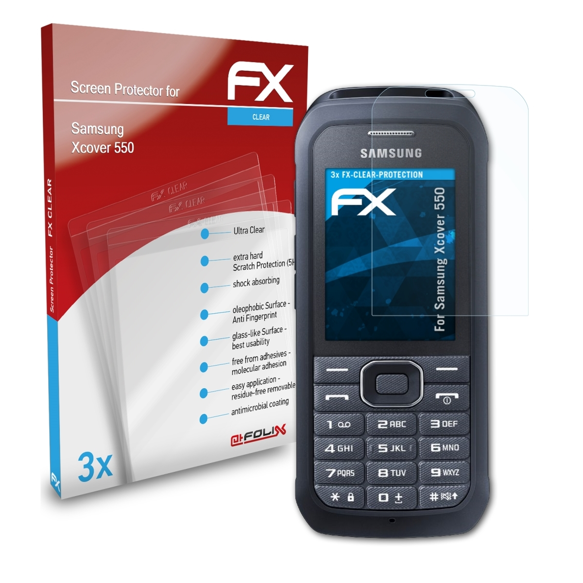 ATFOLIX 3x FX-Clear Displayschutz(für Samsung Xcover 550)