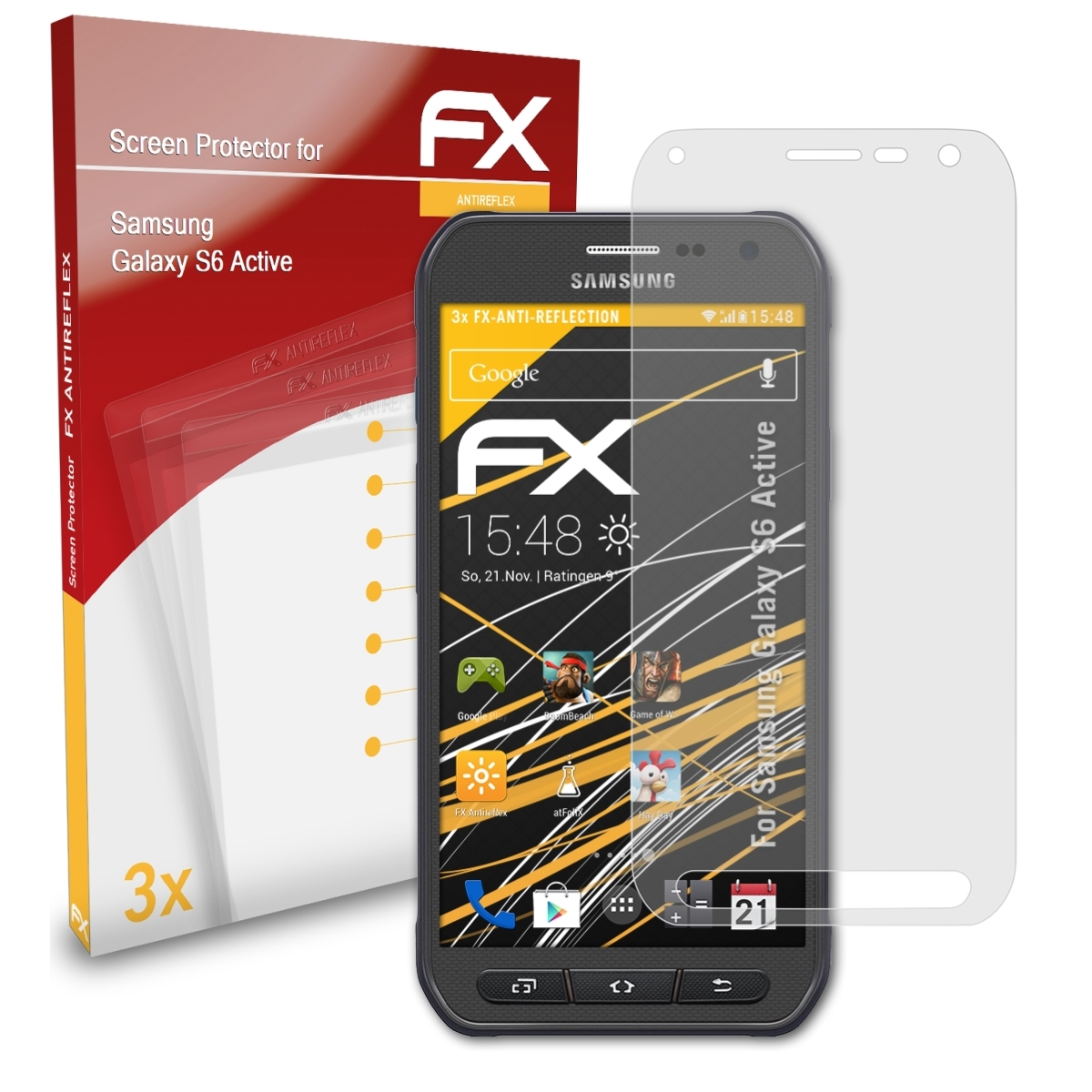 Galaxy 3x ATFOLIX Displayschutz(für S6 FX-Antireflex Active) Samsung