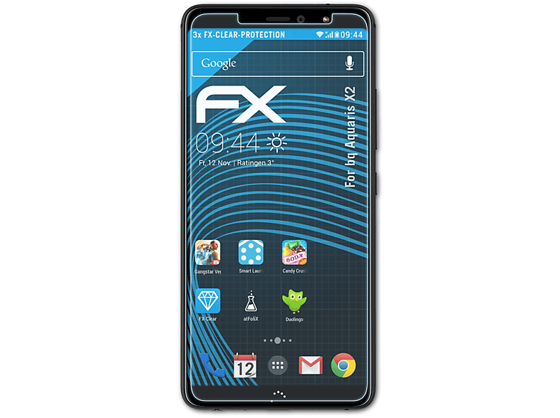 Displayschutz(für Aquaris X2) bq 3x ATFOLIX FX-Clear