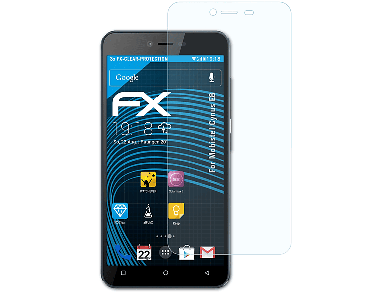 ATFOLIX 3x FX-Clear Mobistel Cynus Displayschutz(für E8)