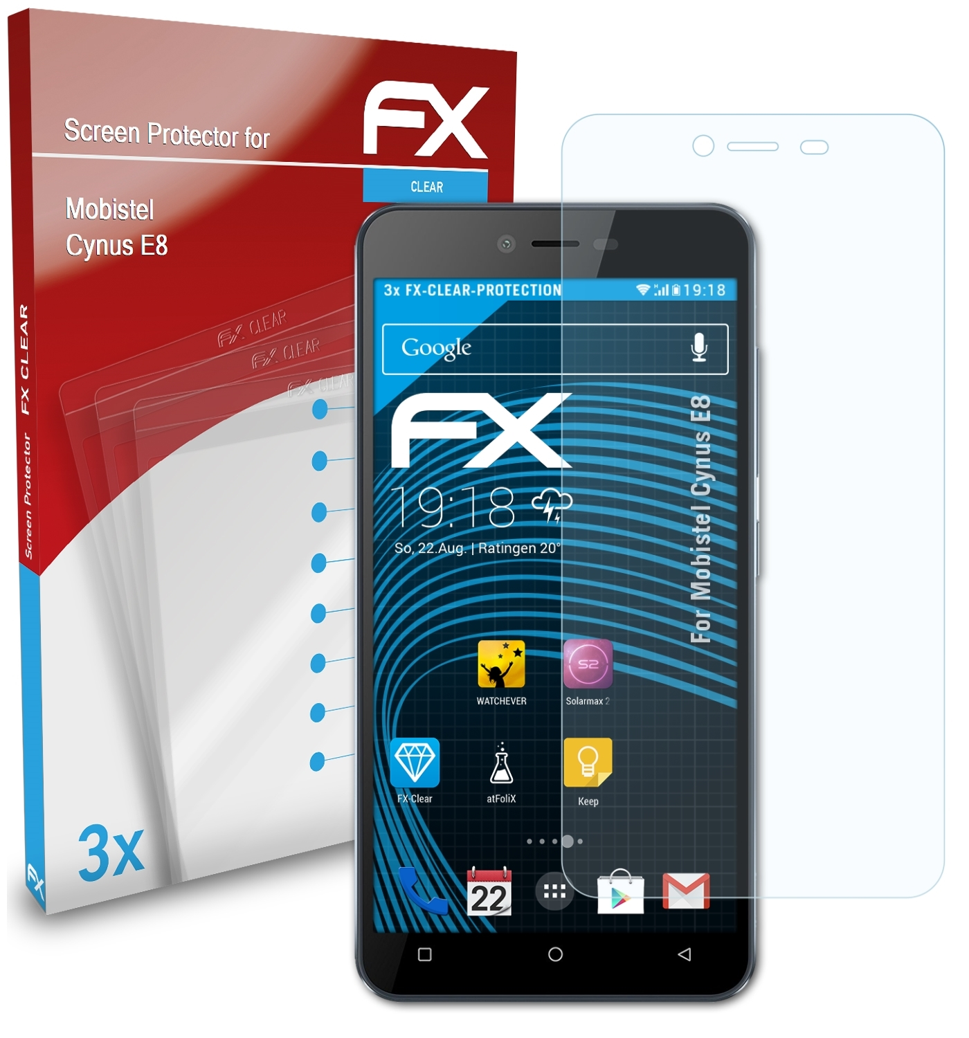 3x Displayschutz(für E8) Cynus ATFOLIX Mobistel FX-Clear