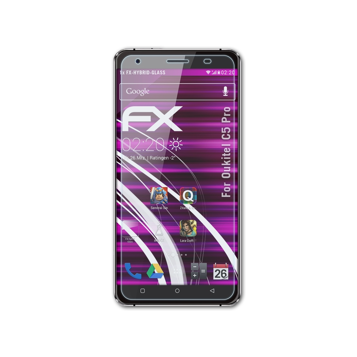 ATFOLIX Pro) C5 Oukitel Schutzglas(für FX-Hybrid-Glass