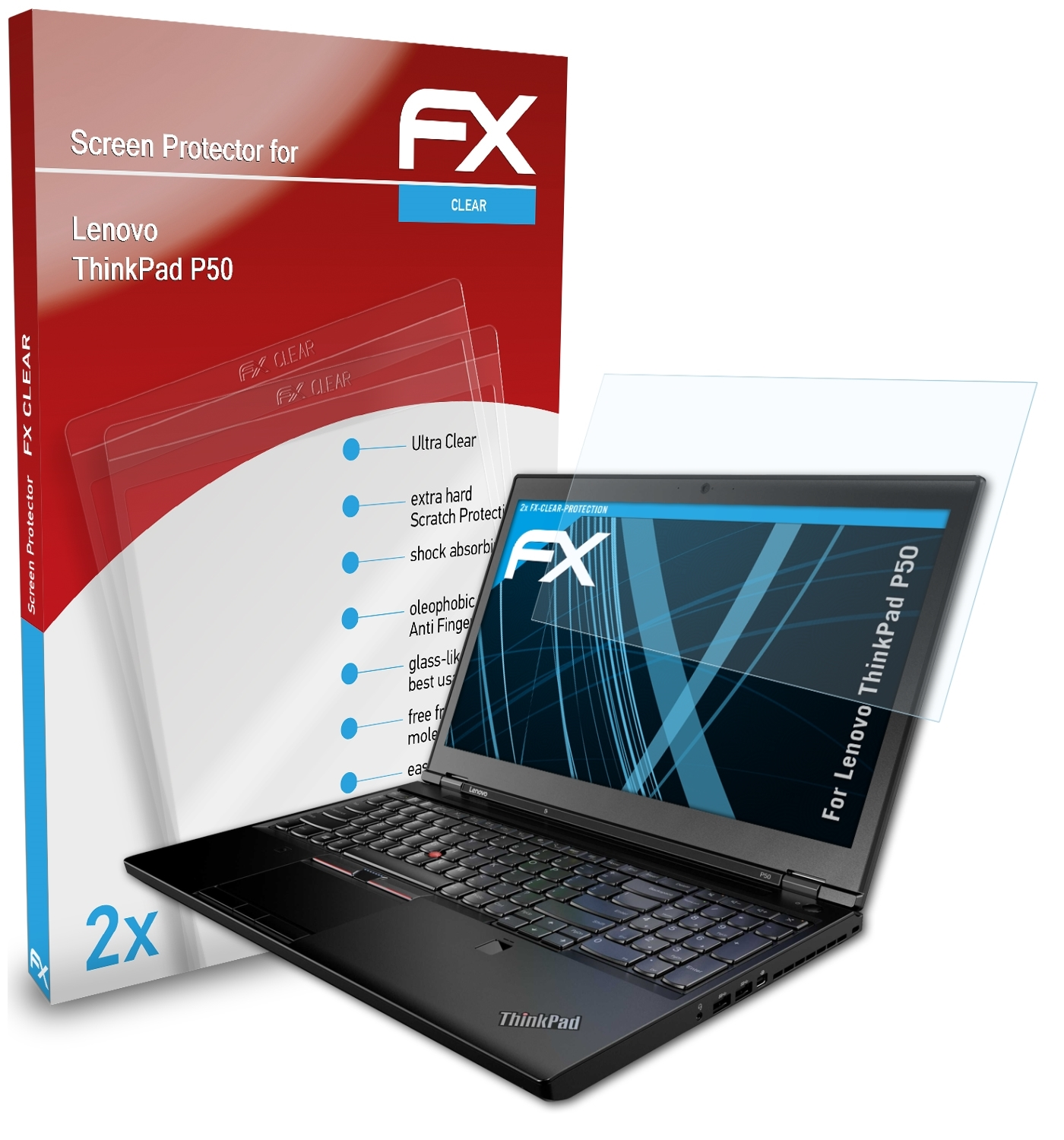 ThinkPad FX-Clear ATFOLIX P50) Displayschutz(für Lenovo 2x