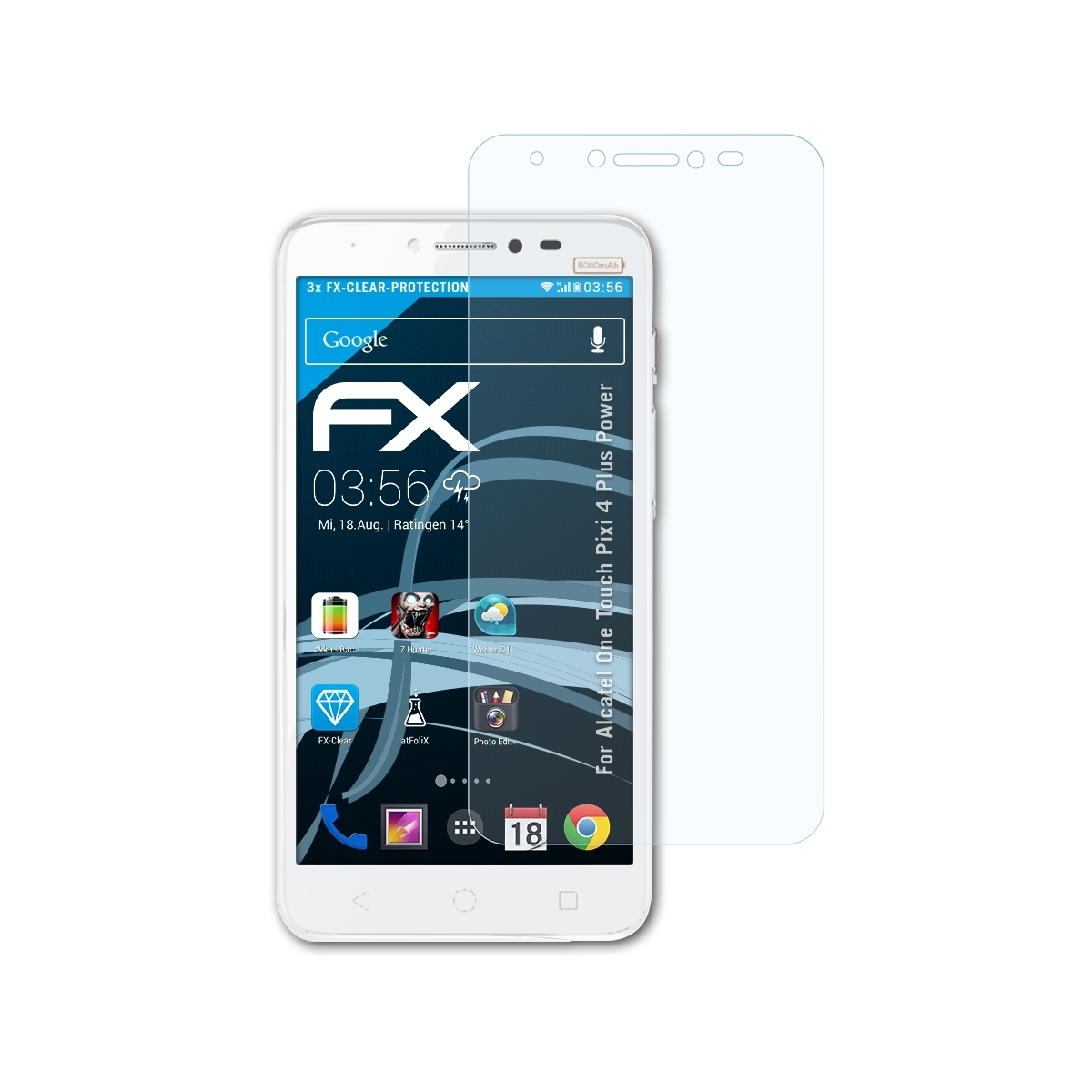 ATFOLIX 3x FX-Clear Displayschutz(für Alcatel Power) Plus One Touch Pixi 4
