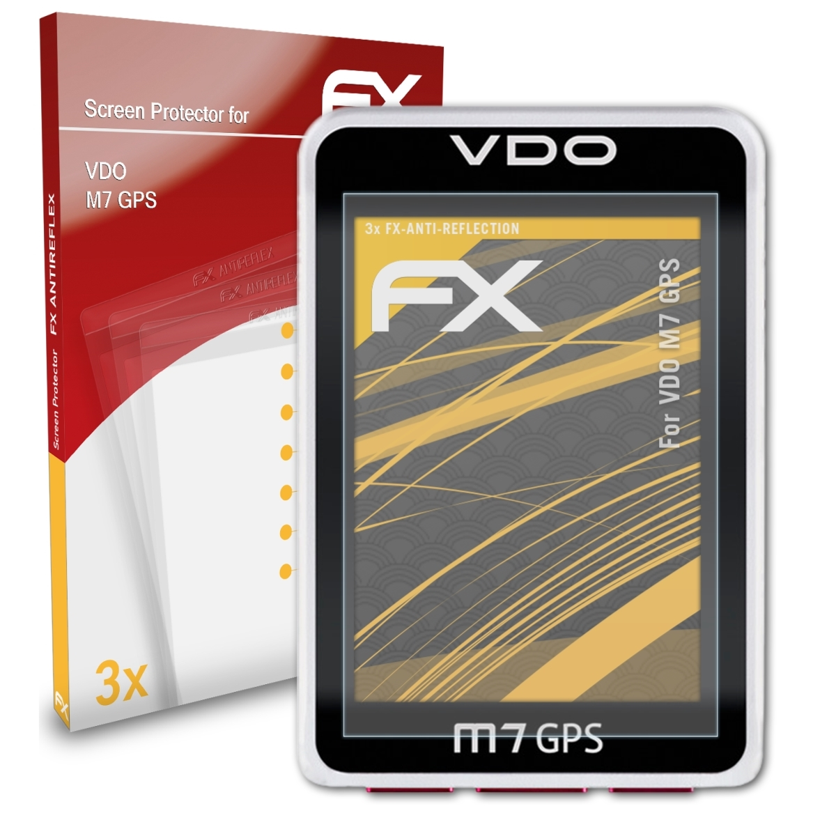 ATFOLIX 3x FX-Antireflex GPS) VDO M7 Displayschutz(für