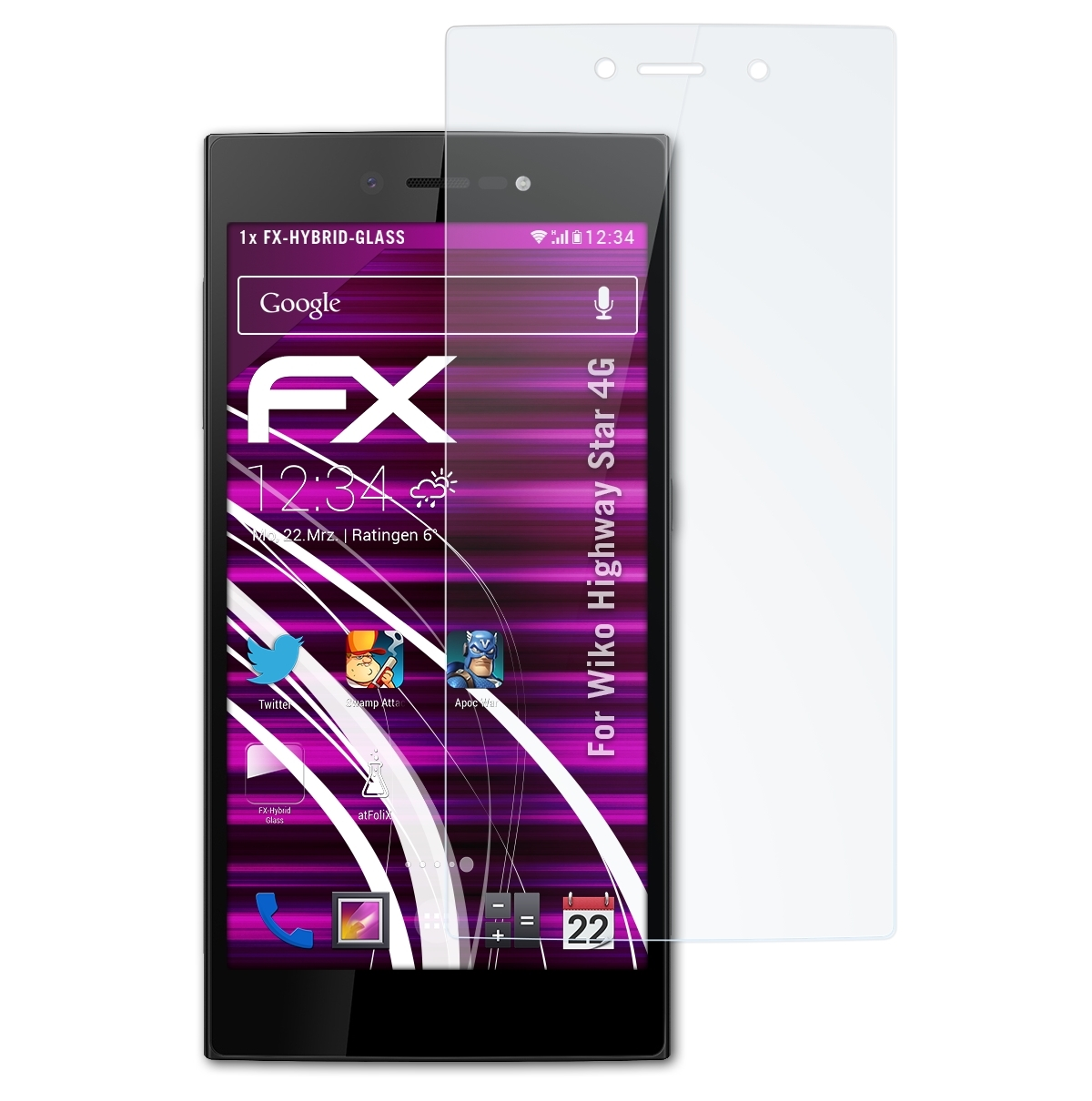 ATFOLIX FX-Hybrid-Glass Schutzglas(für Wiko 4G) Highway Star