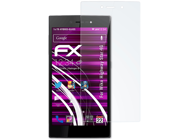 ATFOLIX FX-Hybrid-Glass Schutzglas(für Wiko Highway Star 4G)